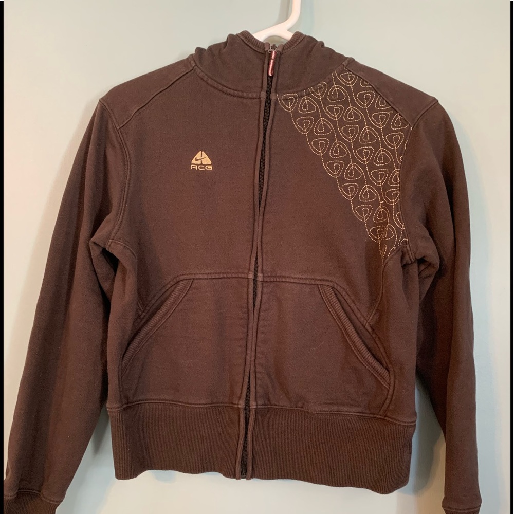 Nike ACG Girls Youth Brown Hooded Sweatshirt Jacket Size Small